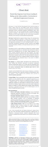 Puerto Rico Supreme Court Issues Landmark Ruling on the Enforceability of Arbitration in Individual Employment Contracts