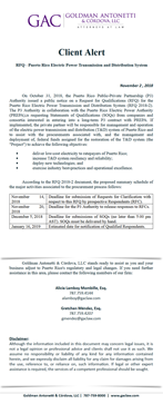 Client Alert - RFQ - Puerto Rico Electric Power Transmission and Distribution System