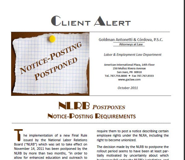 NLRB Postpones Notice-Posting Requirements
