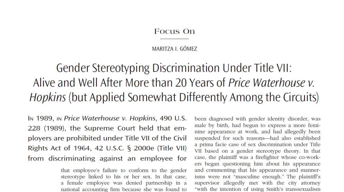 Gender Stereotyping Discrimination Under Title VII