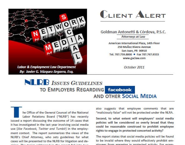 NLRB Issues Guidelines to Employers (Social Media)